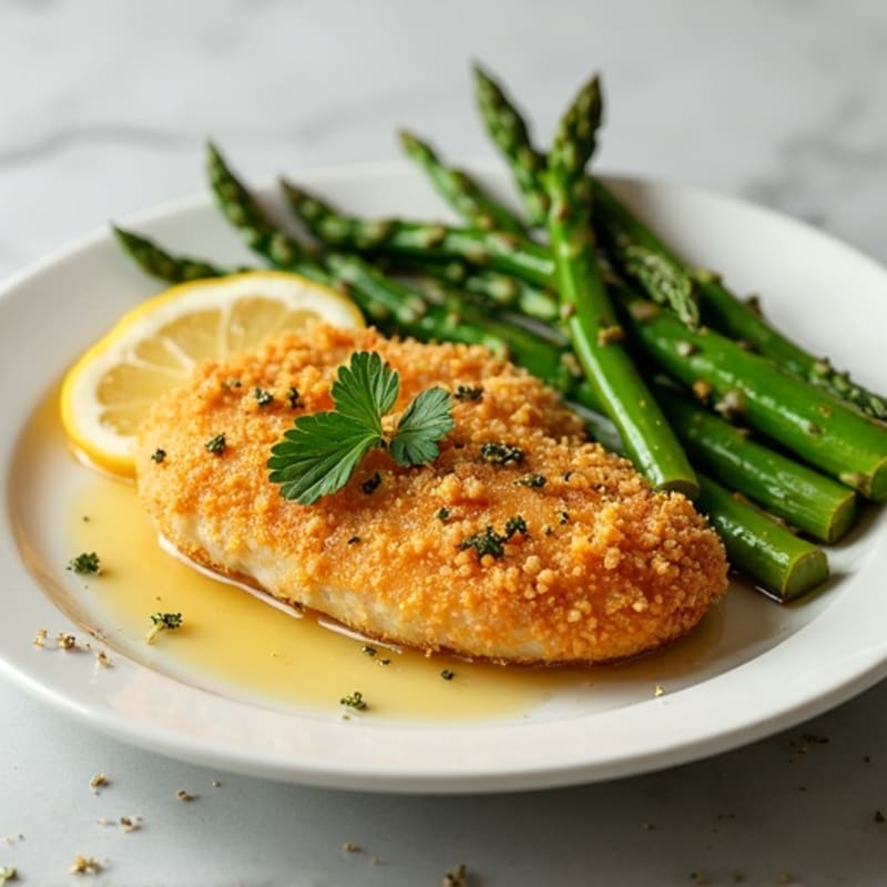 Crispy Lemon Herb Chicken with Roasted Asparagus