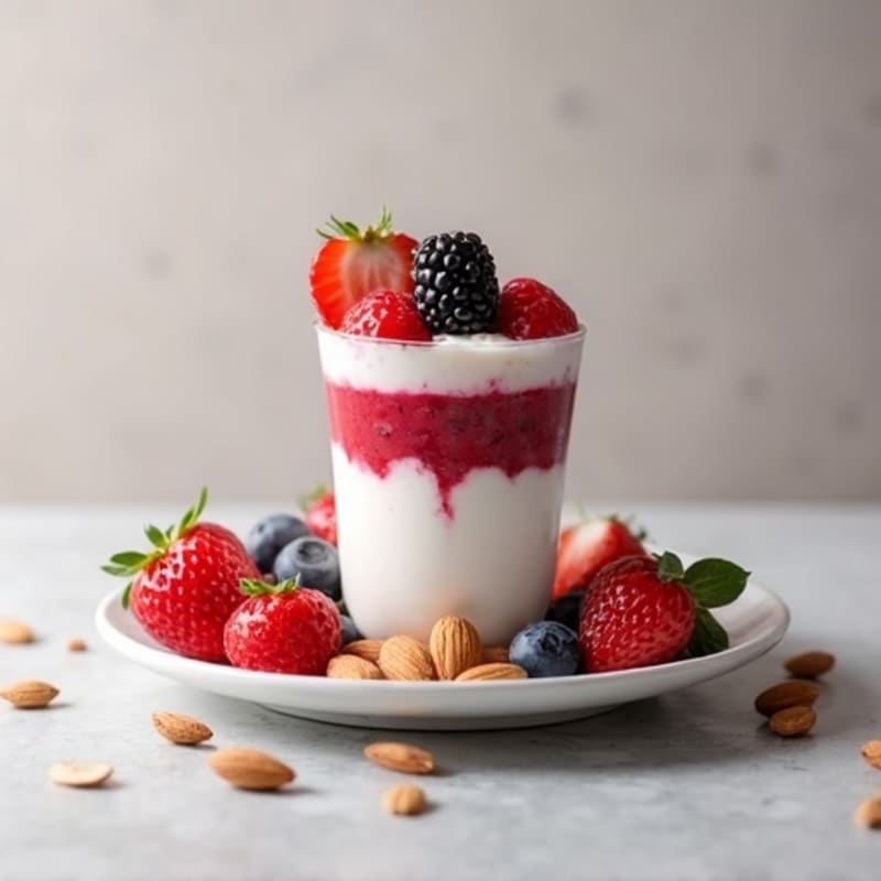 Greek Yogurt Protein Parfait with Mixed Berries and Almonds