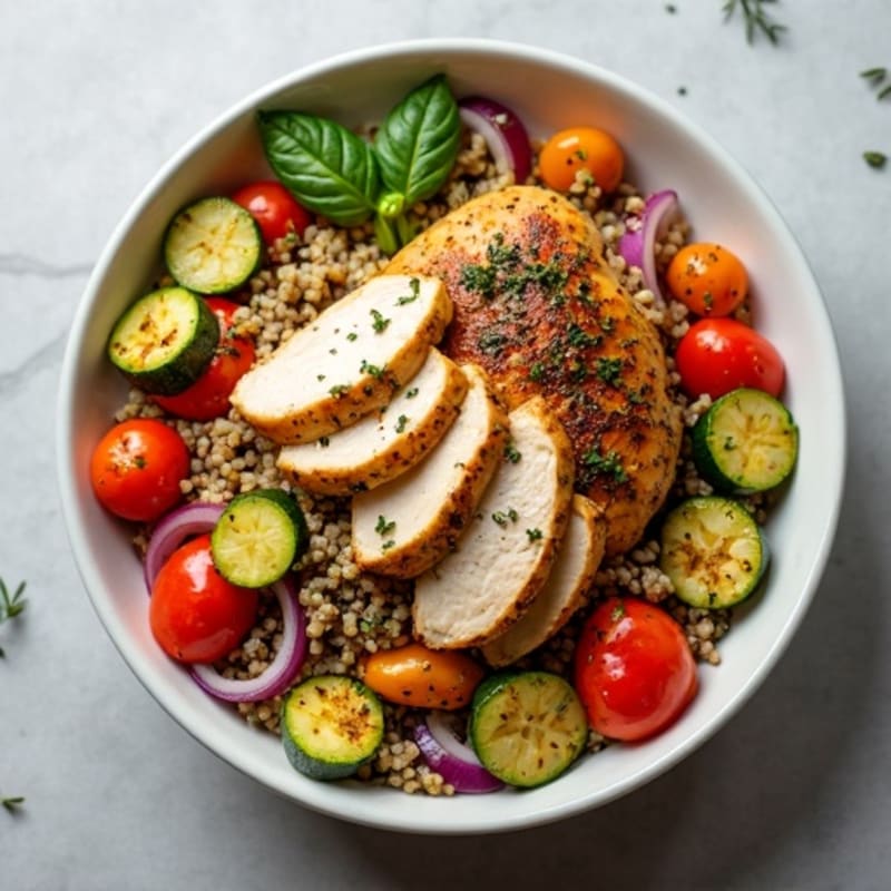 Herb-Roasted Chicken & Quinoa Power Bowl with Crispy Vegetables