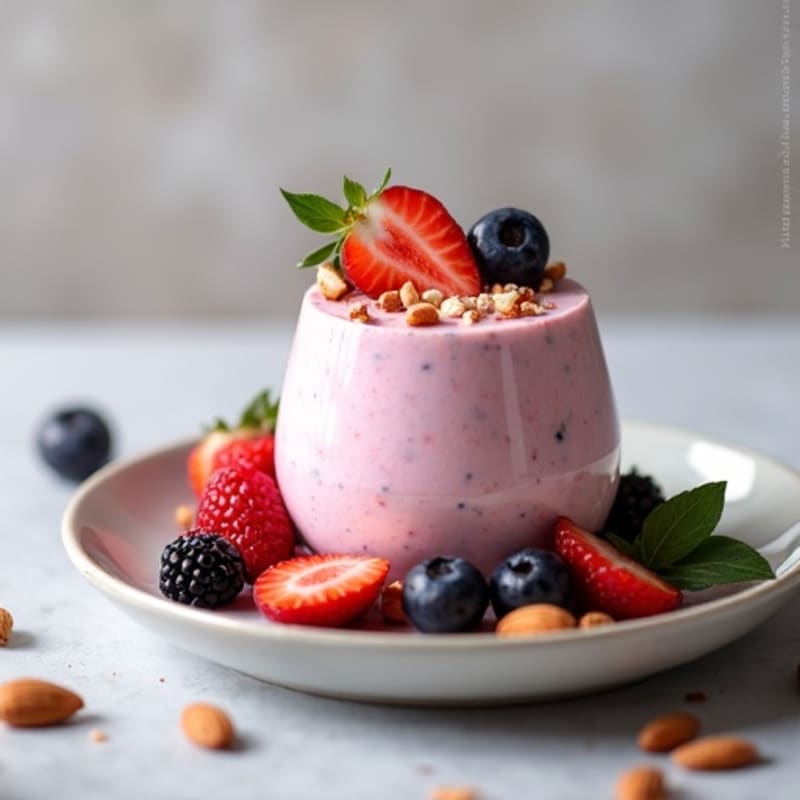 Greek Yogurt Protein Mousse with Mixed Berries