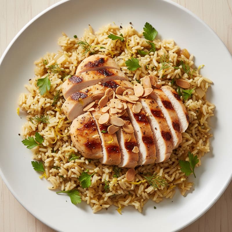 Lemon Herb Rice Pilaf with Toasted Almonds