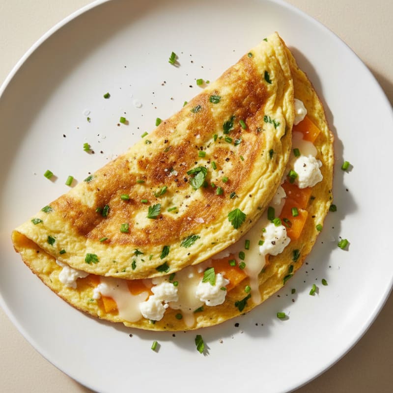 Fluffy Three-Cheese Herb Omelet
