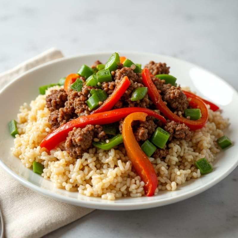 Ground Venison and Vegetable Stir Fry with Jasmine Rice