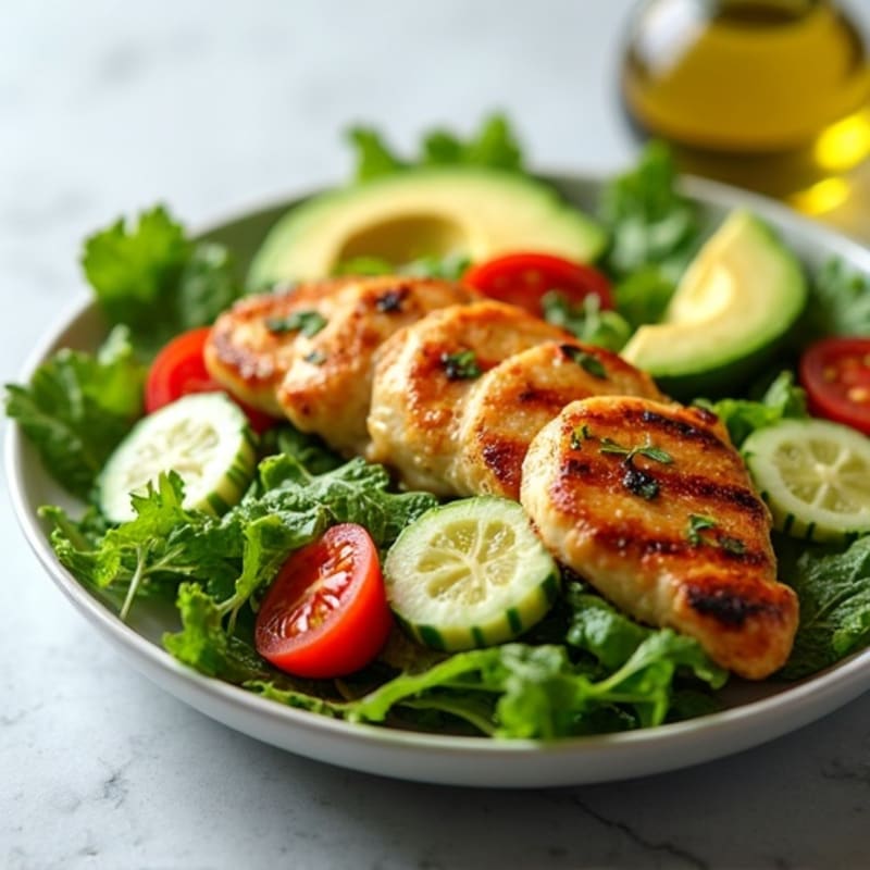 Grilled Chicken Salad with Avocado and Fresh Greens