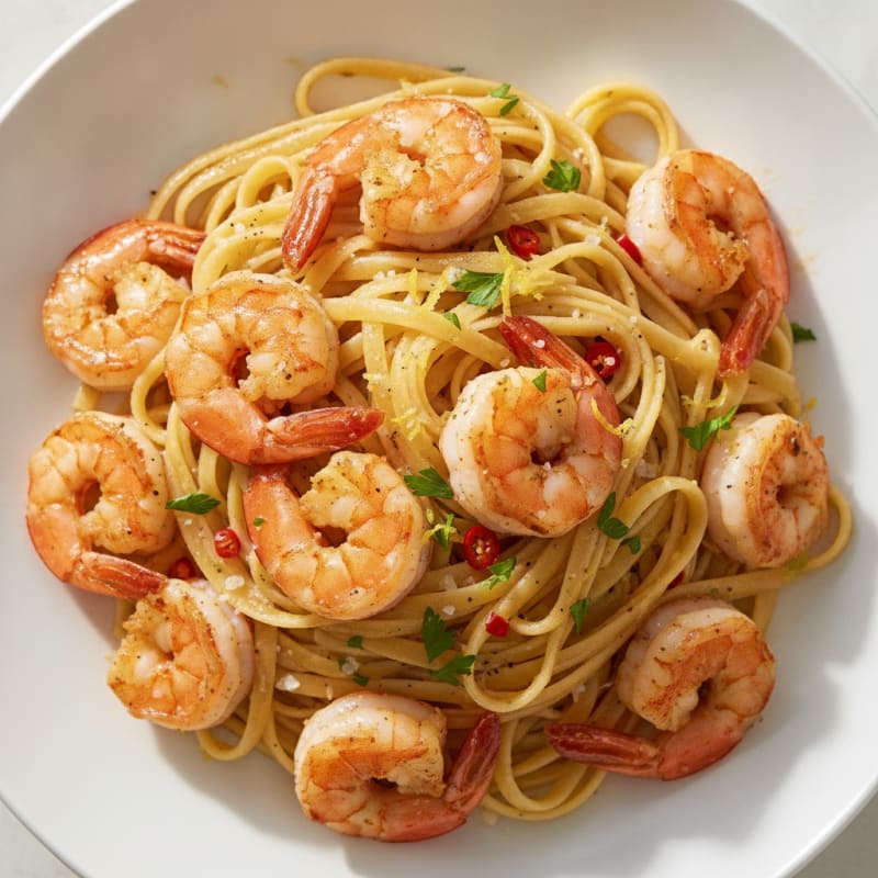 Garlic Butter Shrimp Scampi with Linguine