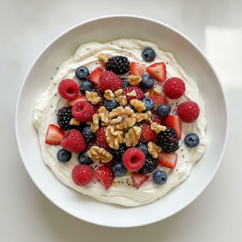 Greek Yogurt Protein Mousse with Mixed Berries