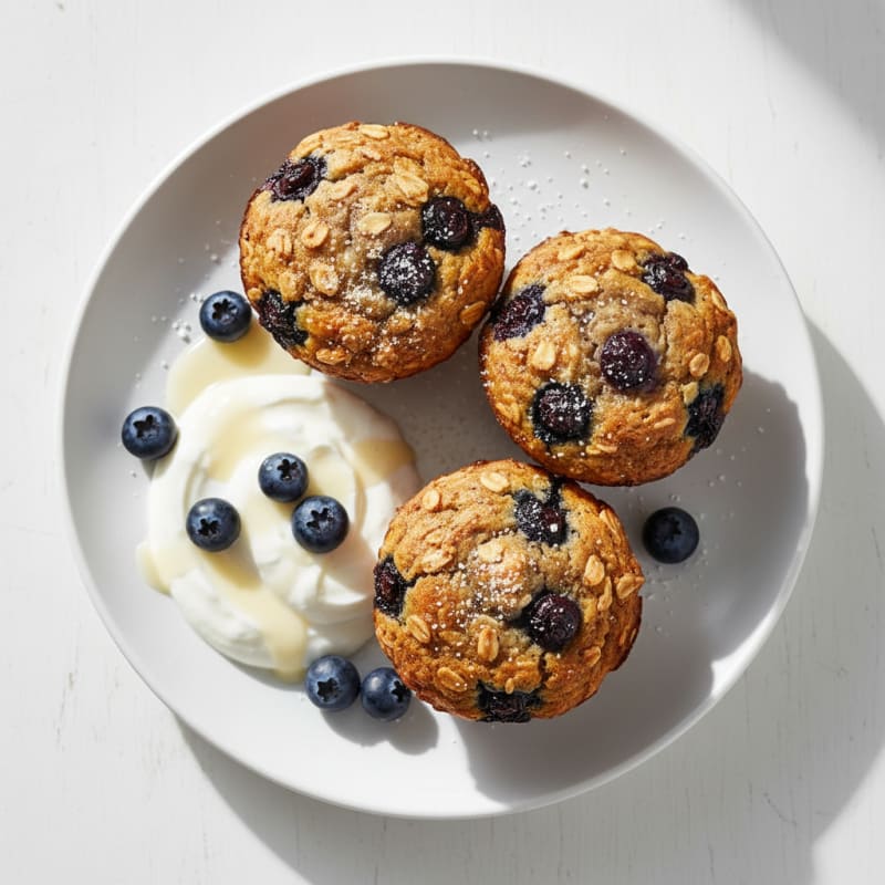 Blueberry Protein Muffins with Greek Yogurt