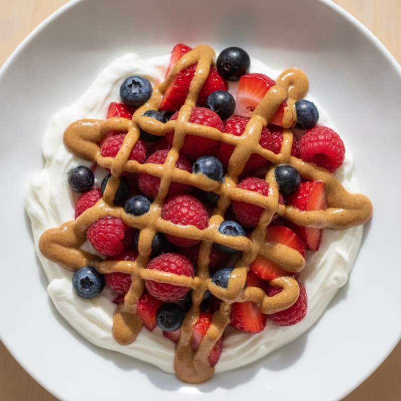 Greek Yogurt Protein Bowl with Mixed Berries and Almond Butter