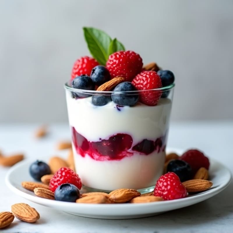 Greek Yogurt Parfait with Fresh Berries and Almonds
