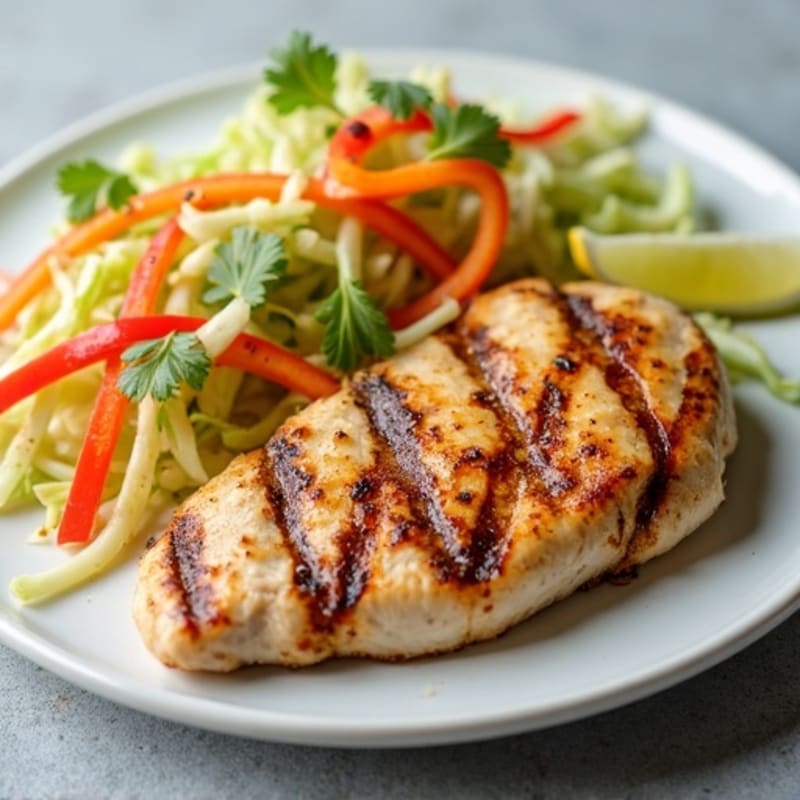 Grilled Chicken Breast with Crunchy Cabbage Slaw