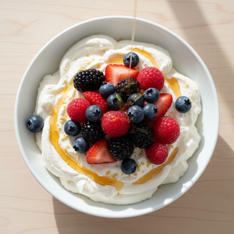 Silky Greek Yogurt Protein Mousse with Mixed Berries
