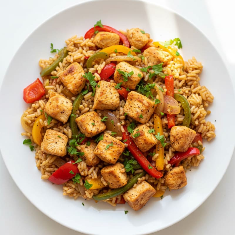 Chicken and Bell Pepper Rice Skillet
