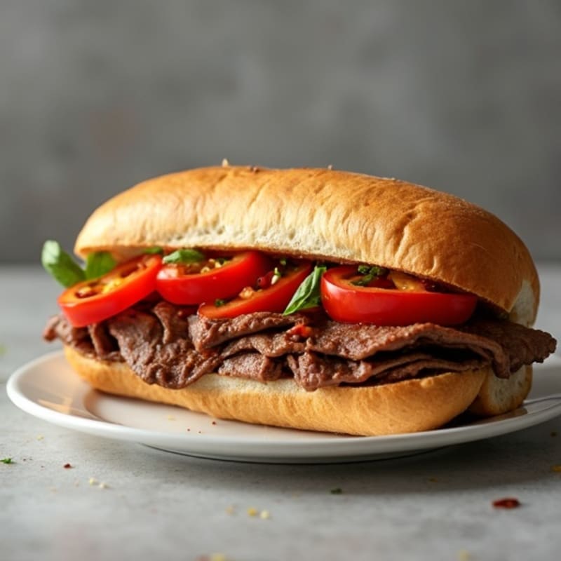 Lean Sirloin Philly Sandwich with Bell Peppers