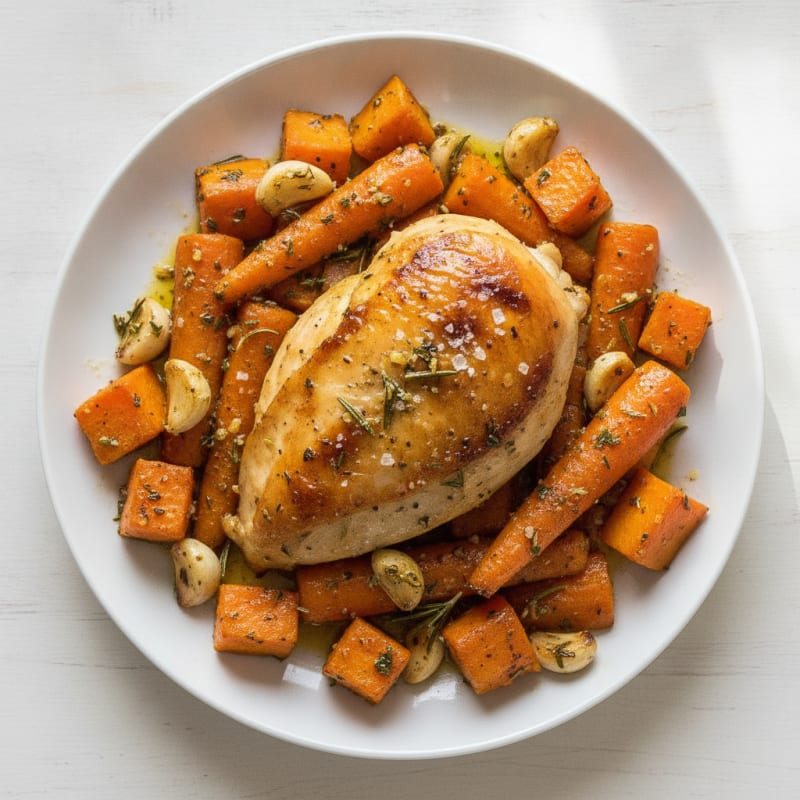 Garlic Herb Roasted Chicken with Root Vegetables