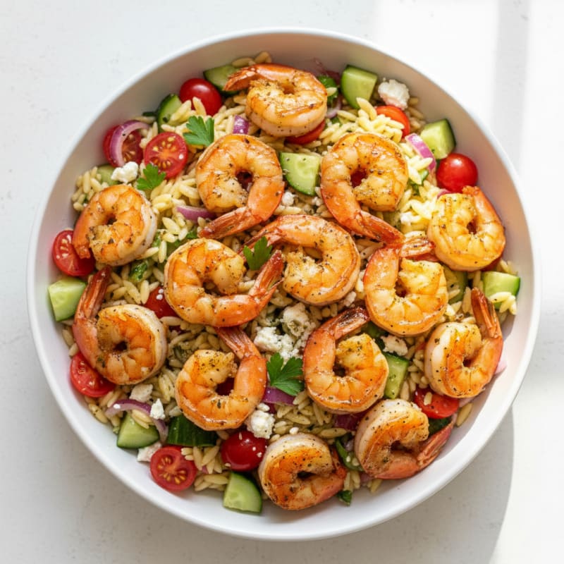 Garlic Herb Shrimp with Orzo Salad