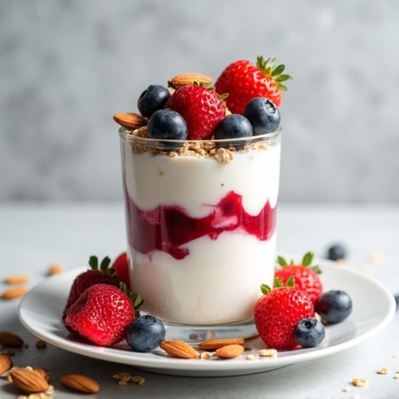 Greek Yogurt Protein Parfait with Berries and Almonds