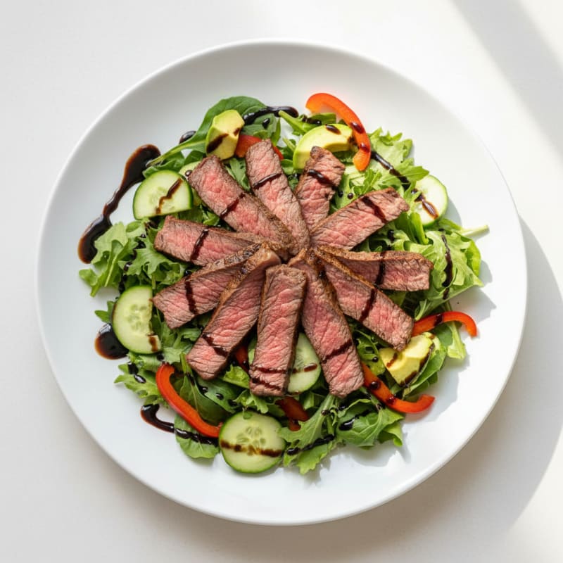Grilled Steak Salad with Crunchy Vegetables and Balsamic Vinaigrette