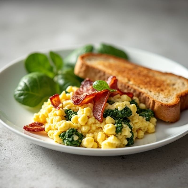 Egg White Scramble with Spinach and Turkey Bacon