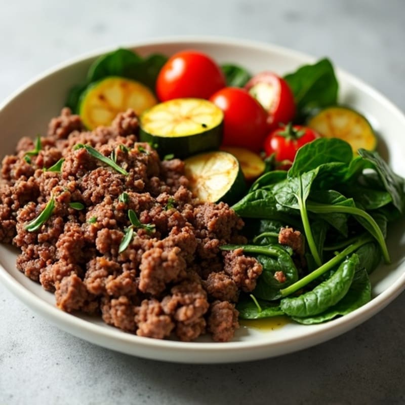 Herb-Seasoned Lean Ground Beef Skillet with Roasted Vegetables