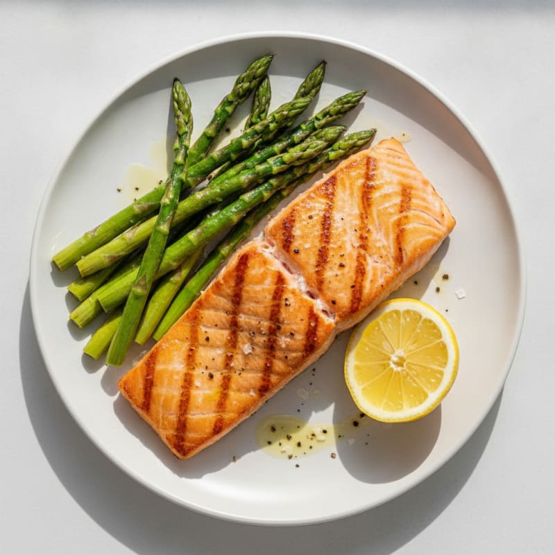 Pan-Seared Salmon with Roasted Asparagus
