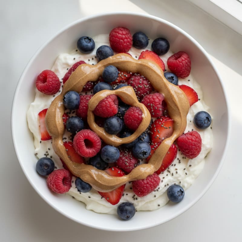 Greek Yogurt Protein Pudding with Mixed Berries