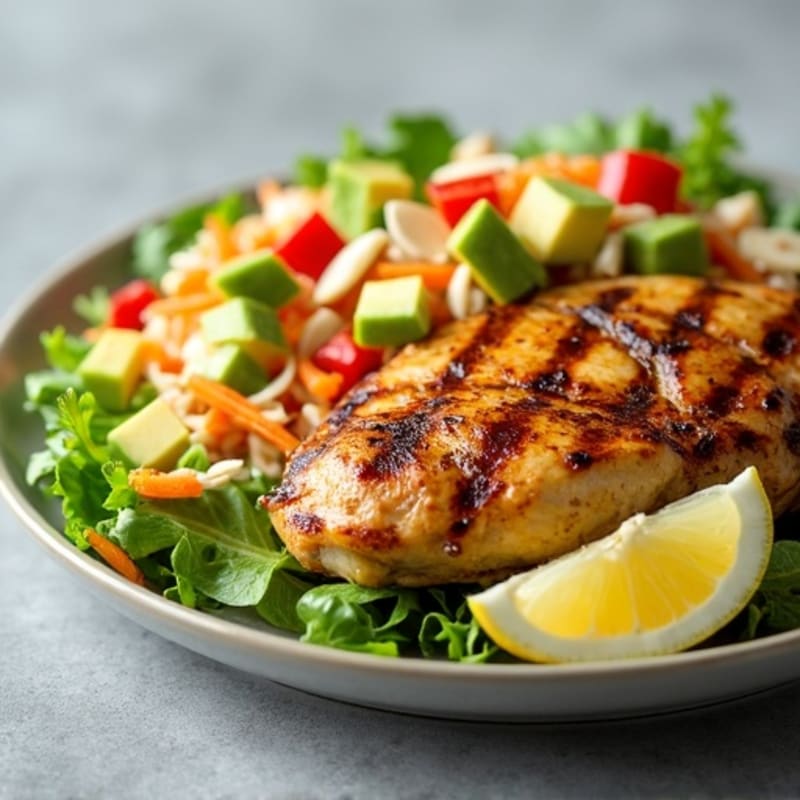 Grilled Chicken Breast with Crunchy Cabbage Slaw