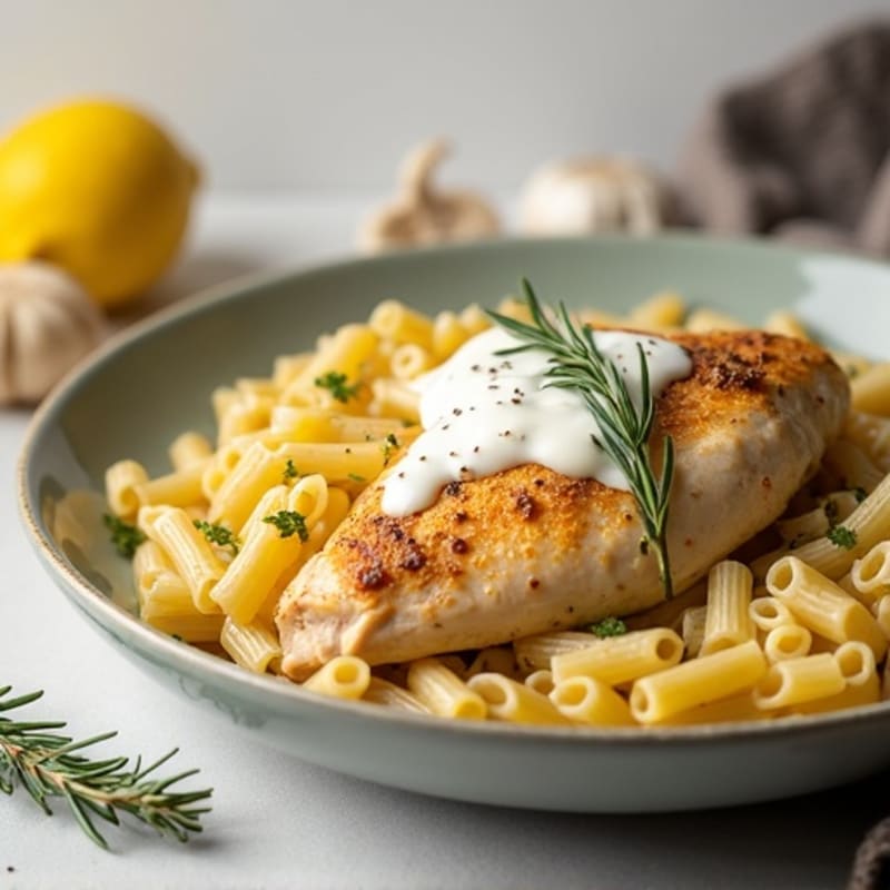 Creamy Herb-Roasted Chicken with Lemon Garlic Pasta