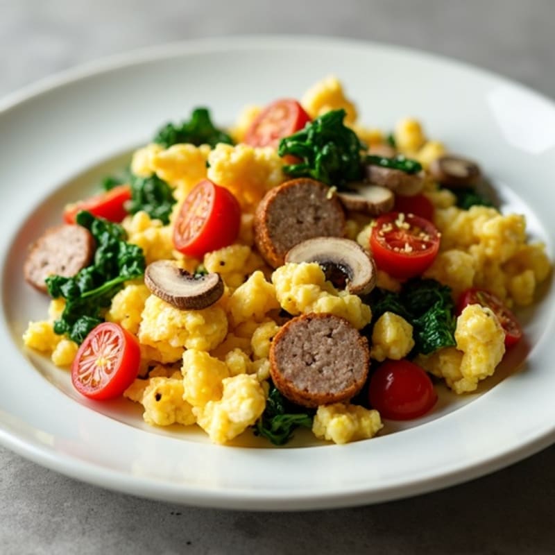 Egg White Scramble with Spinach and Turkey Sausage