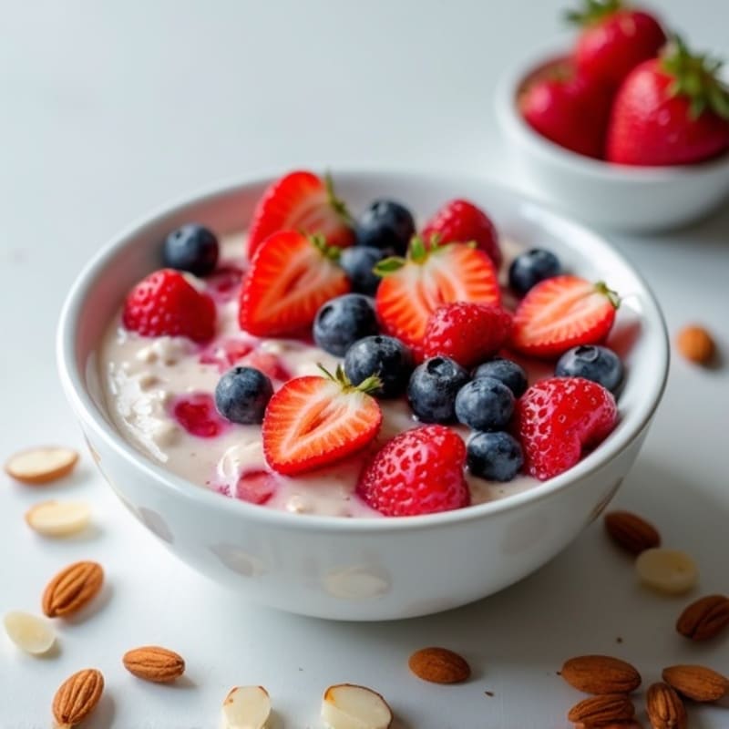 Cottage Cheese Protein Bowl with Mixed Berries and Almonds