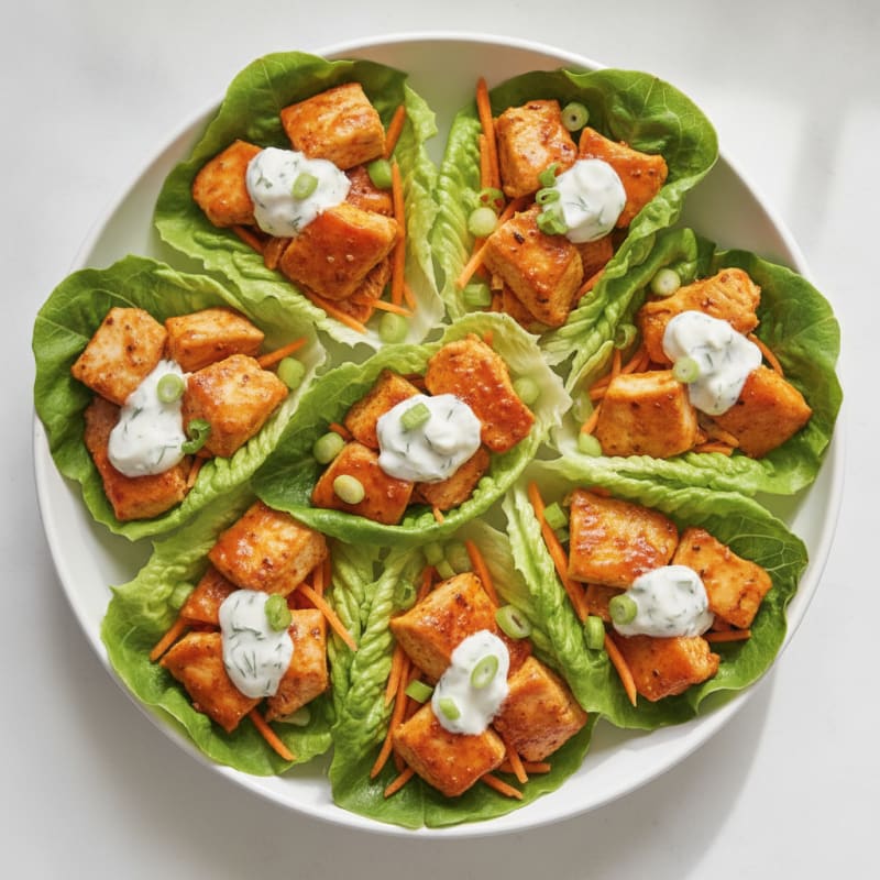 Buffalo Ranch Chicken Lettuce Wraps