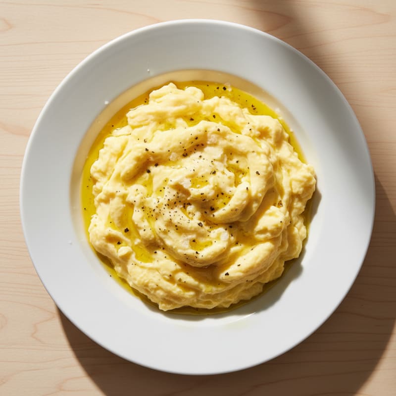Fluffy Scrambled Eggs with Olive Oil