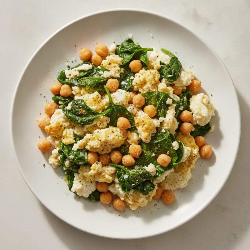 Spinach and Chickpea Egg White Scramble