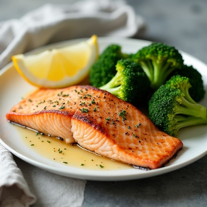 Seared Salmon with Roasted Broccoli and Lemon