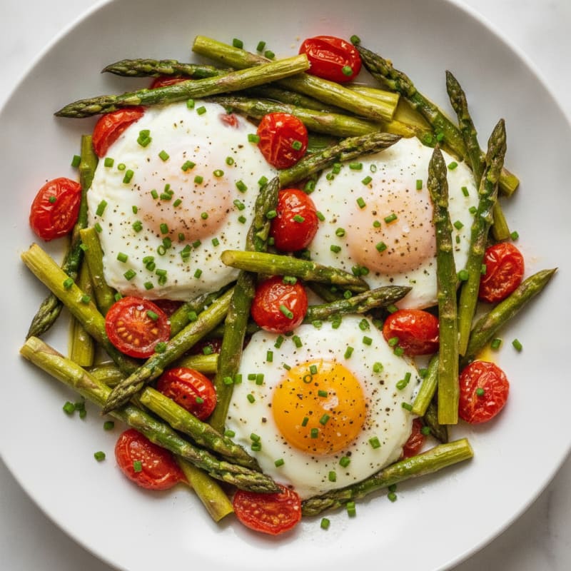 Baked Eggs with Roasted Asparagus
