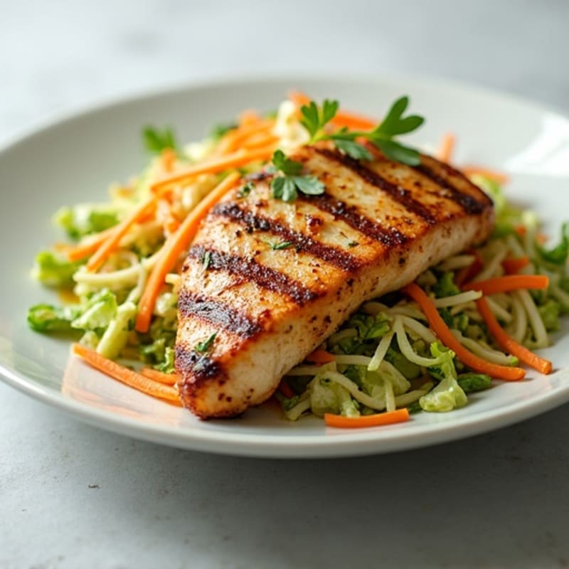 Grilled Chicken Breast with Crunchy Cabbage Slaw