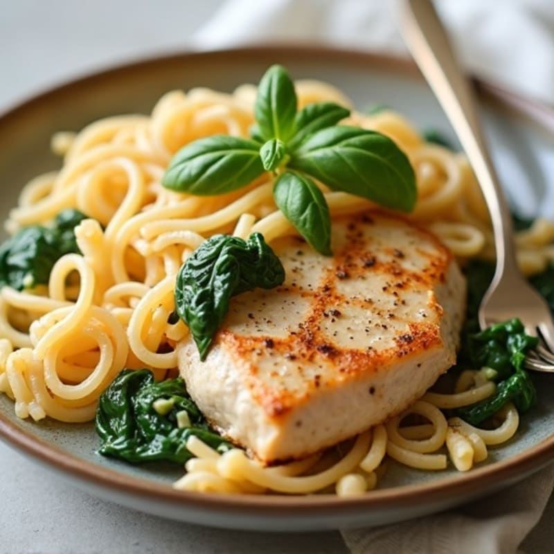 Creamy Garlic Chicken Whole Wheat Pasta