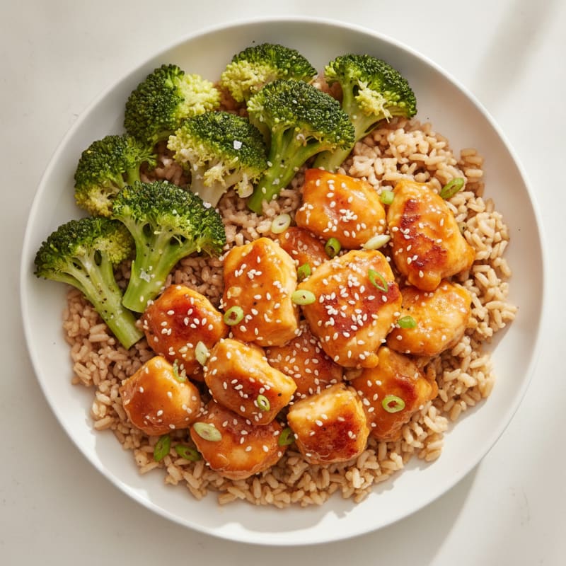 Orange Glazed Chicken with Steamed Broccoli