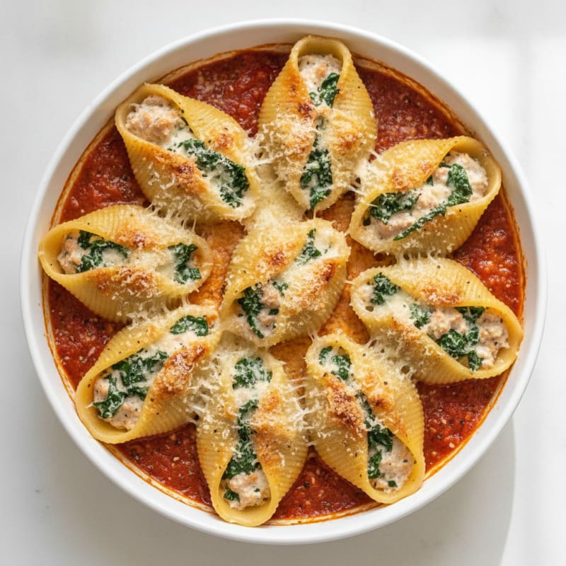 Baked Spinach Ricotta Stuffed Shells