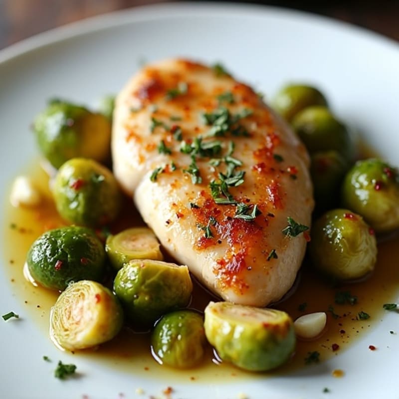 Herb-Roasted Chicken Breast with Crispy Brussels Sprouts