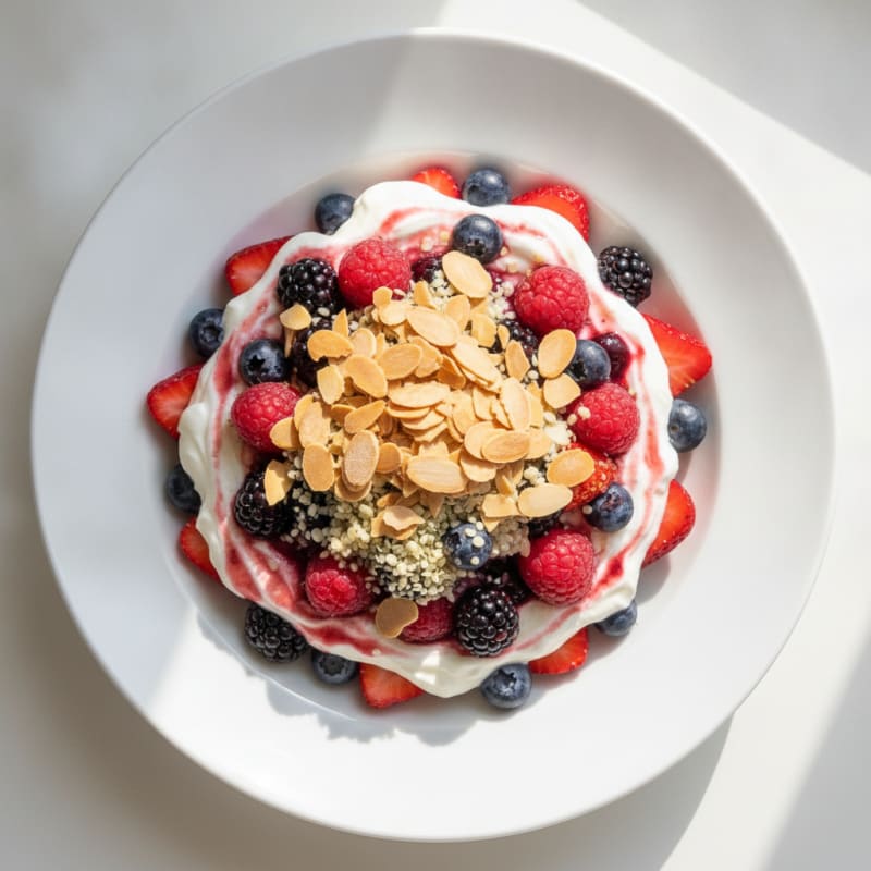 Greek Yogurt Protein Parfait with Mixed Berries