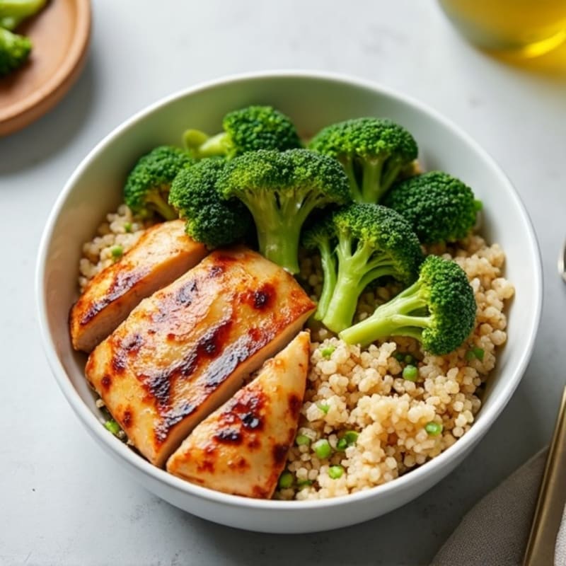 Grilled Chicken and Quinoa Bowl with Roasted Broccoli