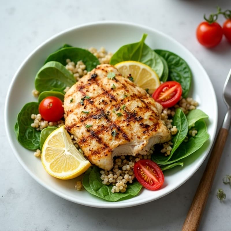 Grilled Chicken and Quinoa Salad with Spinach