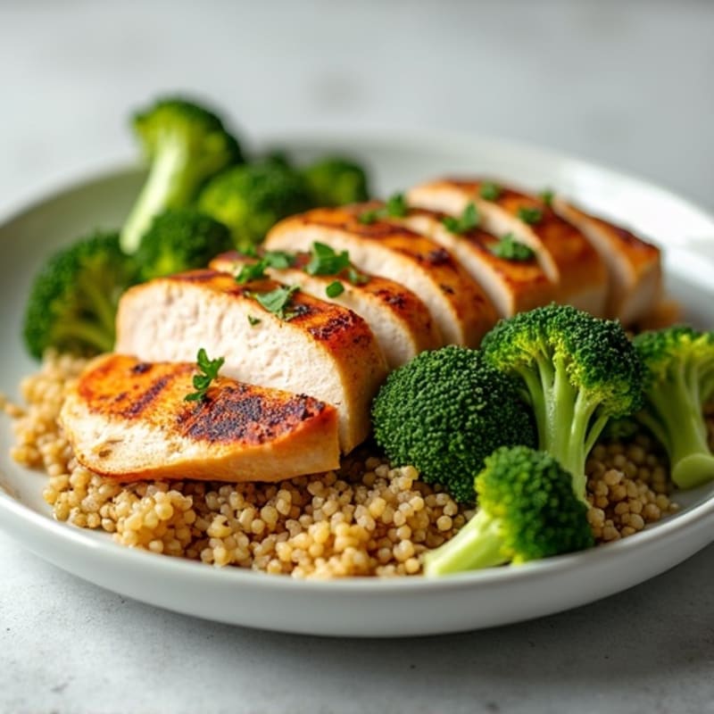 Grilled Turkey Breast with Roasted Broccoli and Quinoa