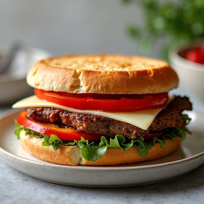Lean Steak and Bell Pepper Sandwich with Melted Provolone