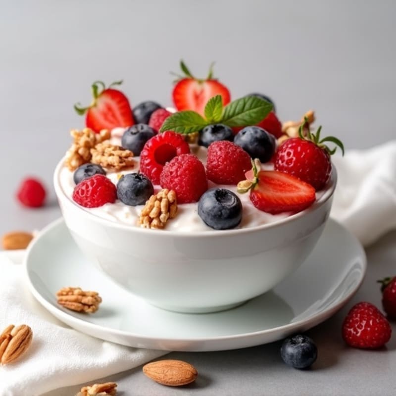 Creamy Greek Yogurt with Fresh Berries and Crunchy Nuts