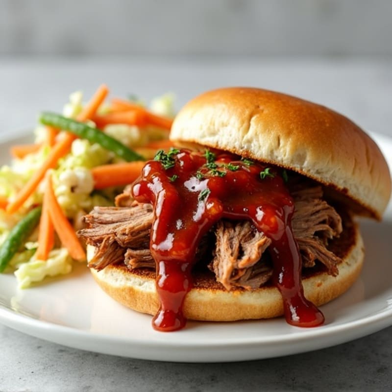 Slow Cooker Pulled Pork with Tangy BBQ Sauce and Crispy Cabbage Slaw