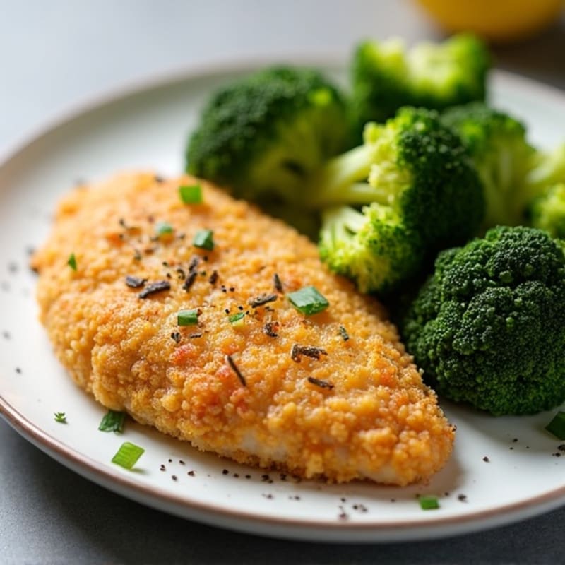 Crispy Lemon Garlic Chicken with Roasted Broccoli