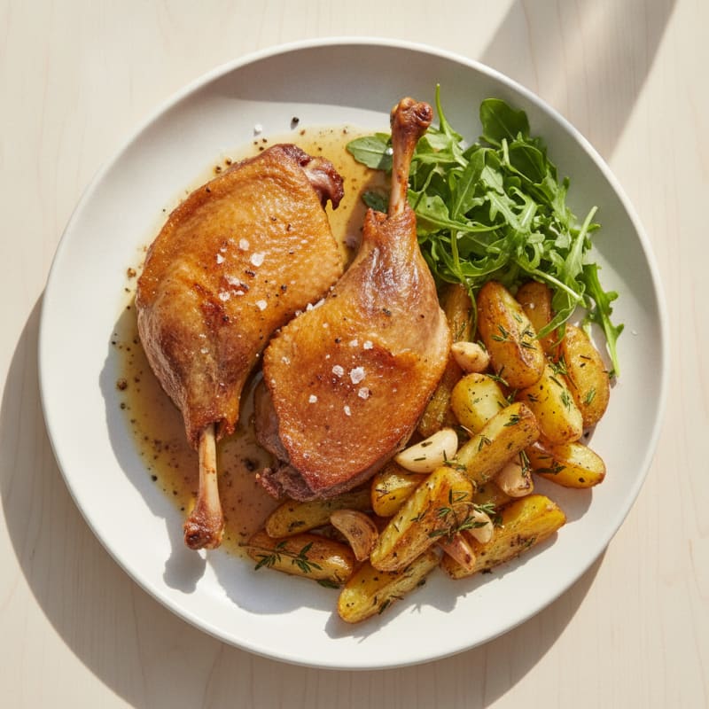 Crispy Duck Confit with Herb-Roasted Potatoes
