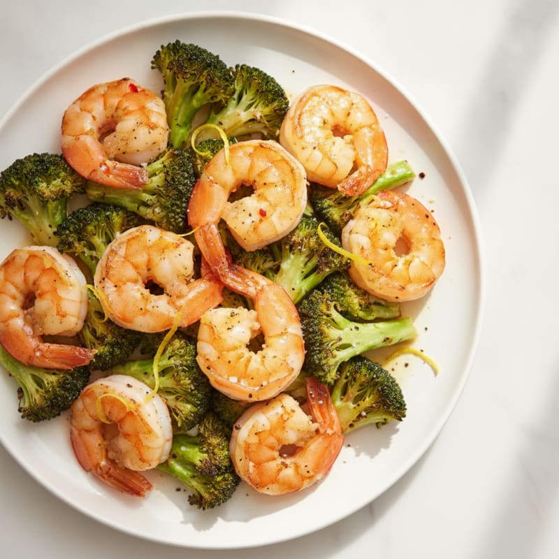 Garlic Shrimp with Roasted Broccoli