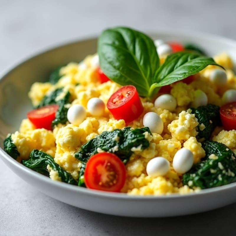 Egg White Spinach Scramble with Cottage Cheese